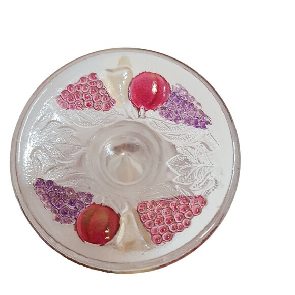 Della Robbia Westmoreland Wine Glass Cordial Flashed Cranberry Embossed Fruit - Picture 4 of 6